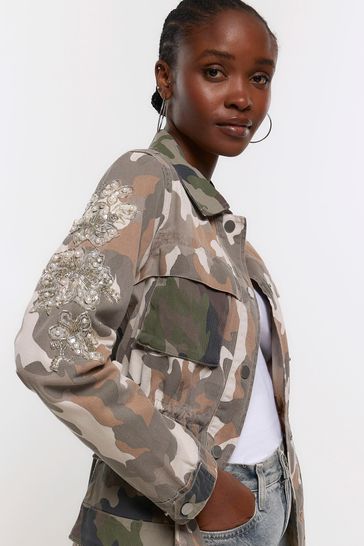 River island camouflage jacket hotsell