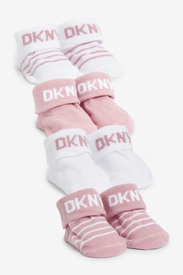 DKNY Jeans Pink Cotton Rich Baby Socks Gift Set 4 Pack