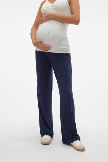 Buy Mamalicious Blue Maternity Over The Bump Stretch Wide Leg Trousers from  Next Luxembourg