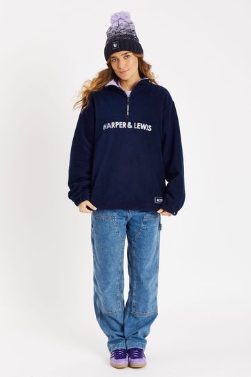 Harper & Lewis Blue Kassia 1/4 Zip Polar Fleece