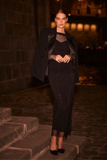 Mint velvet shop black lace skirt