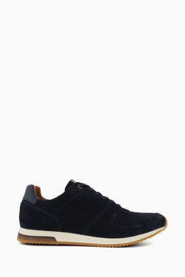 Dune London Blue Trilogy Perforated Runner Trainers