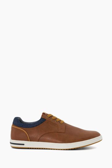Dune London Natural Wide Fit Trip Collar Embossed Plims Trainers