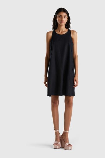 Benetton Mini Linen Black Dress