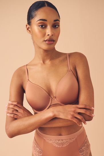 Tan Brown Pad Full Cup Smoothing Microfibre T-Shirt Bra