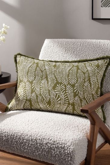 HÖEM Green Frond Abstract Feather Filled Cushion