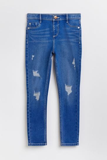 River Island Mid Blue Girls Mid Wash Molly Jeans
