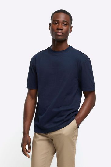 River Island Blue Regular Fit T-Shirt