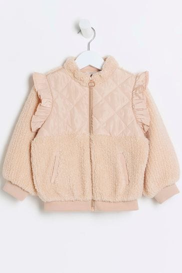 River Island Pink Mini Girls Zip Through Sweat Top