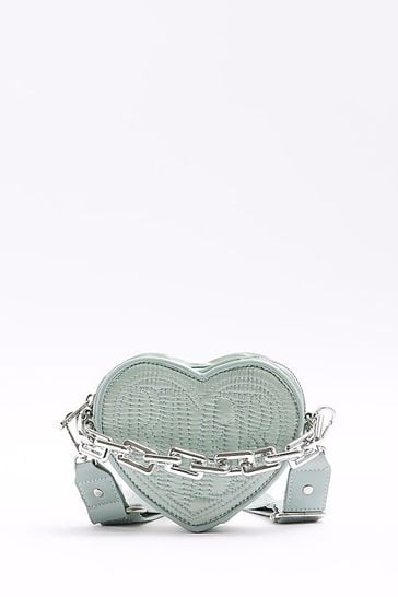 River Island Green Girls Nylon Heart X Body Bag