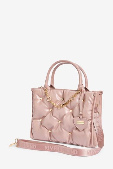 River Island Pink Girls Heart Stud Shopper