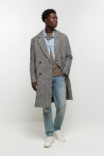 Buy River Island Textured Double Breasted Overcoat bei Next