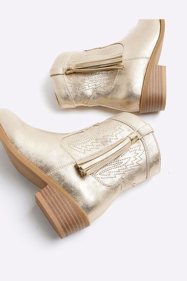 River island new arrivals gold boots