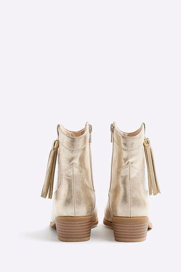 Buy River Island Gold Girls Tassel Western Boots from Next Denmark