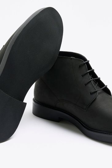 River Island Black Wide Fit Lace Up Chukka Boots