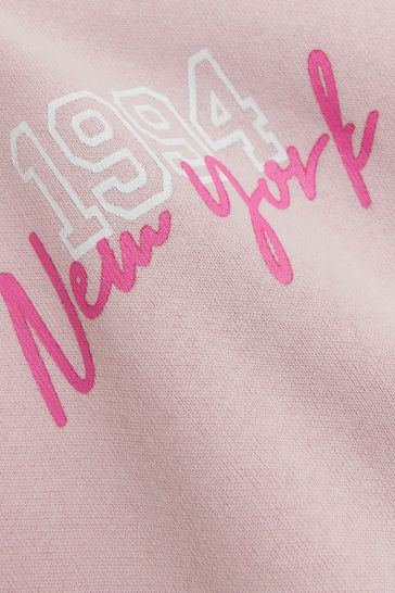 River Island Pink Girls Brooklyn Sweat Top and Joggers Set