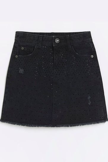 River Island Black Girls Embellished Skirt