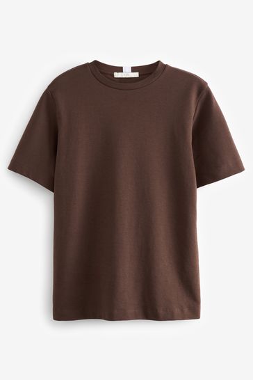 Chocolate Brown Heavyweight Short Sleeve Crew Neck T-Shirt