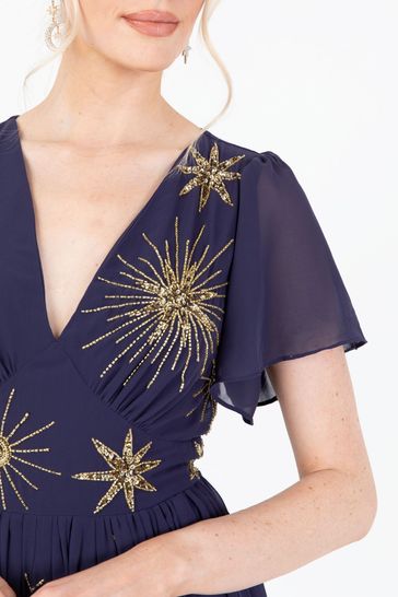 Buy Lovedrobe Blue Star Embellished Split Front Maxi Dress from