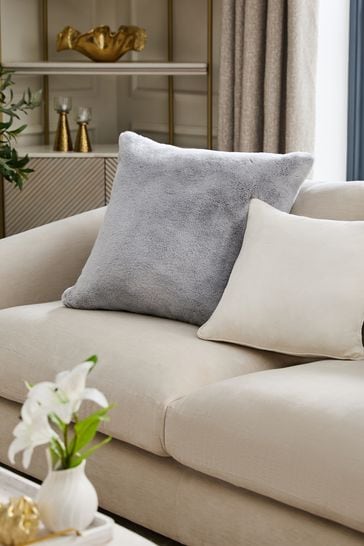 Grey Soft To Touch Plush 59 x 59cm Faux Fur Cushion