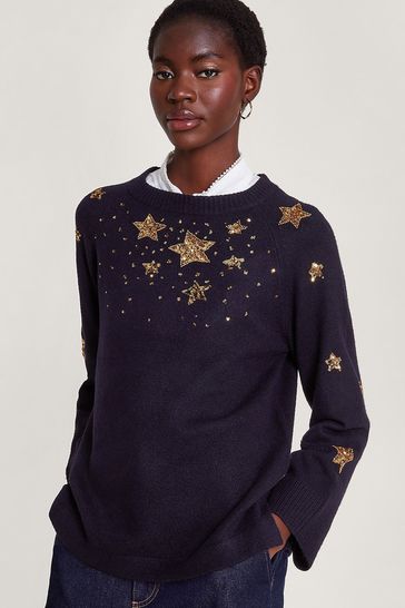 Monsoon Blue Serenity Star Jumper