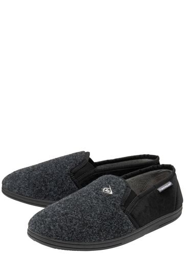 Dunlop Black Mens Full Shoes Felt Slippers