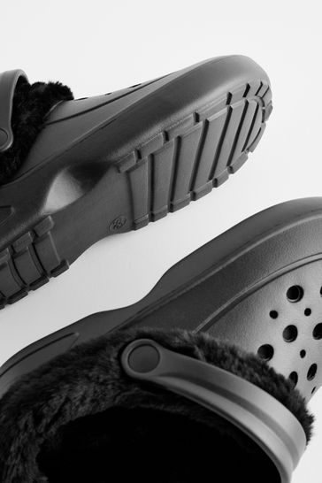 womens black fur lined crocs