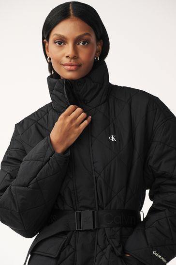 Calvin klein petite hooded quilted coat deals