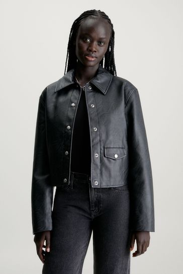 Calvin Klein Black Faux Leather Jacket