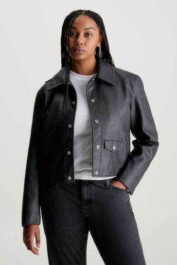 Calvin klein men's faux leather jacket deals