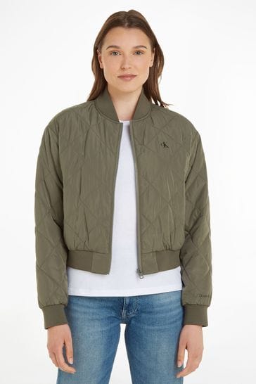 Calvin Klein Green Quilted Bomber Jacket