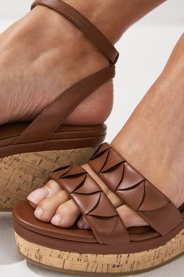 Buy Tan Brown Extra Wide Fit Forever Comfort Double Strap Wedges from Next Saudi Arabia
