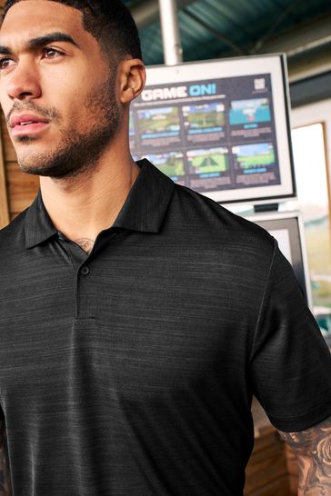 Black Active Mesh Golf Polo Shirt