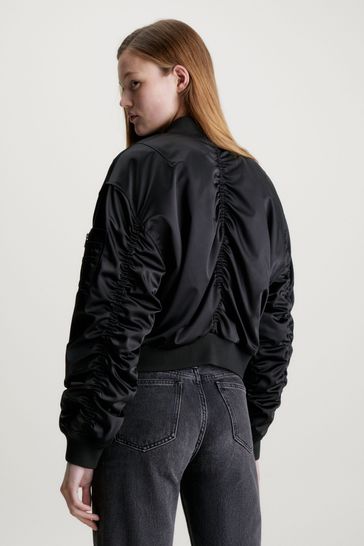 Calvin klein satin bomber best sale jacket