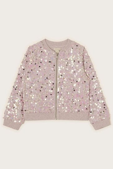 Monsoon Pink All-Over Sequin Bomber Jacket