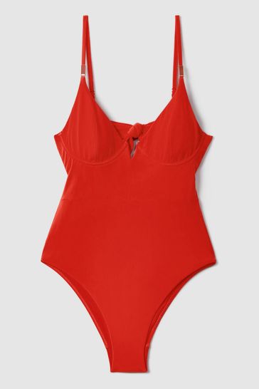 Buy Reiss Red Amber Underwired Tie Back Swimsuit from Next Bahrain