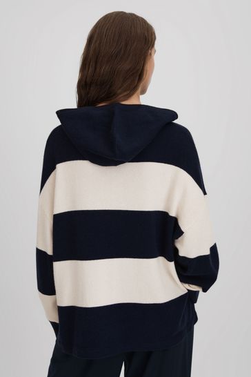 Navy and white striped hoodie online