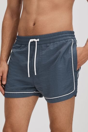 Reiss Airforce Blue Azure Piped Drawstring Swim Shorts