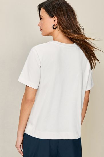 White Graphic Heavyweight Short Sleeve 100 Cotton Crew Neck T Shirt