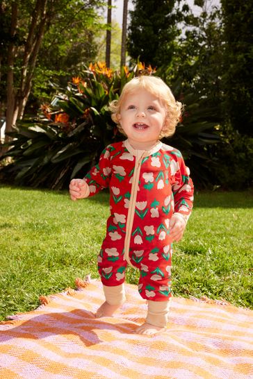 Bonds Red Tulip Floral Print  Zip Sleepsuit