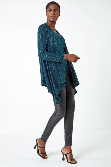 Blue online sequin cardigan