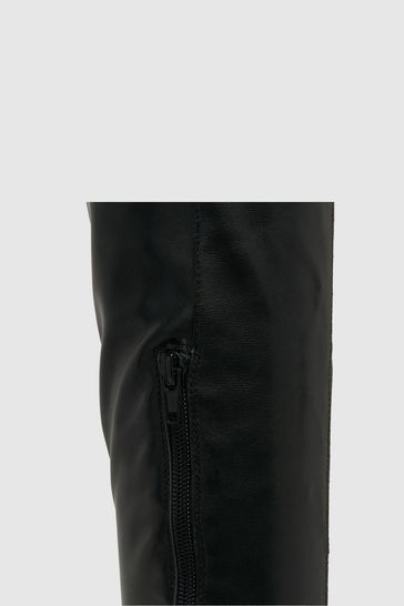 Buy Schuh Danielle Platform Knee Black Boots from Next Luxembourg