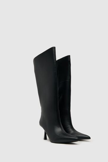 Schuh Dame Pointed Knee Black Boots