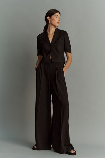Next black linen trousers clearance