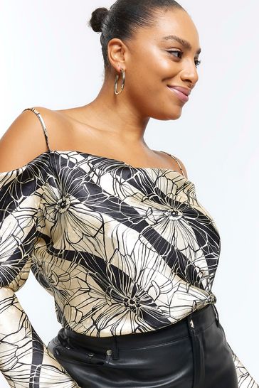 Gold cold shoulder top online