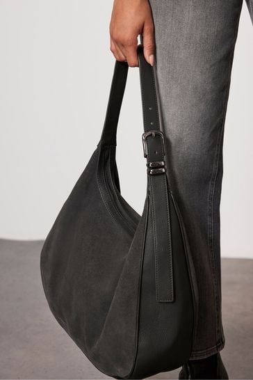 Grey suede on sale shoulder bag
