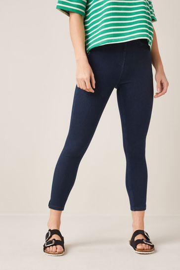 Buy Blue Rinse Cropped Denim Jersey Leggings from Next Bahrain
