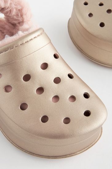 Rose gold fluffy slippers outlet