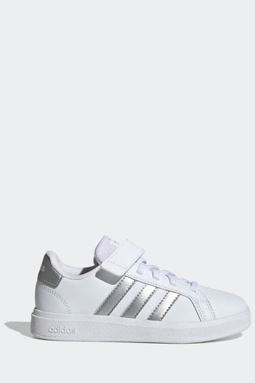 adidas White Sportswear Grand Court Elastic Lace And Top Strap Trainers