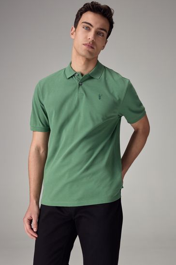 Green Slim Fit Pique Polo Shirt